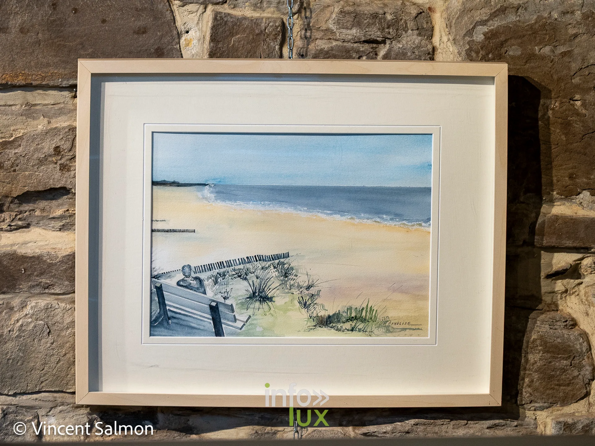 Œuvre d’Annie Pelzer (aquarelle), exposition Évasions Artistiques, Galerie de la Tour, Château d’Oupeye