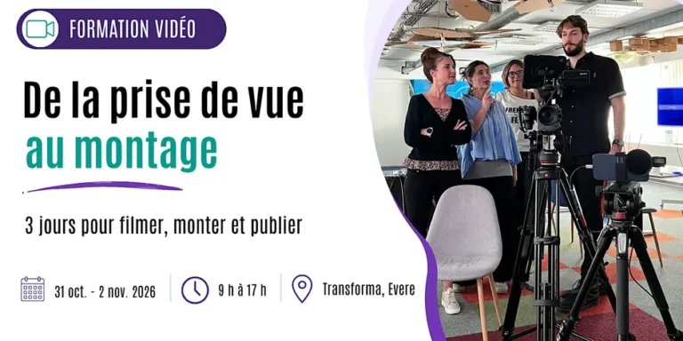 Evere > De la prise de vue au montage > Formation Vidéo Réseaux Sociaux