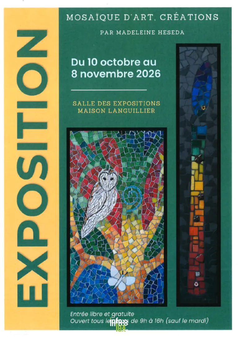 Expo mosaïque d’art, créations par Madeleine Heseda, Gedinne