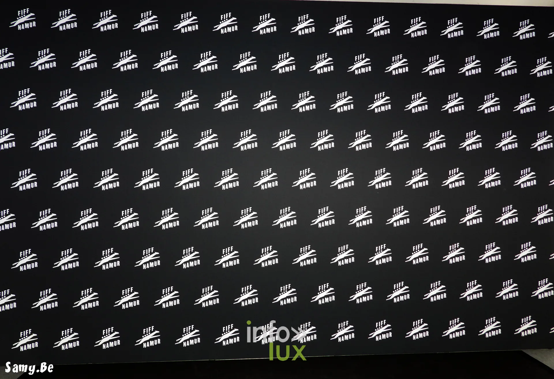Mur du photocall du FiFF Namur 2026 aux logos du festival