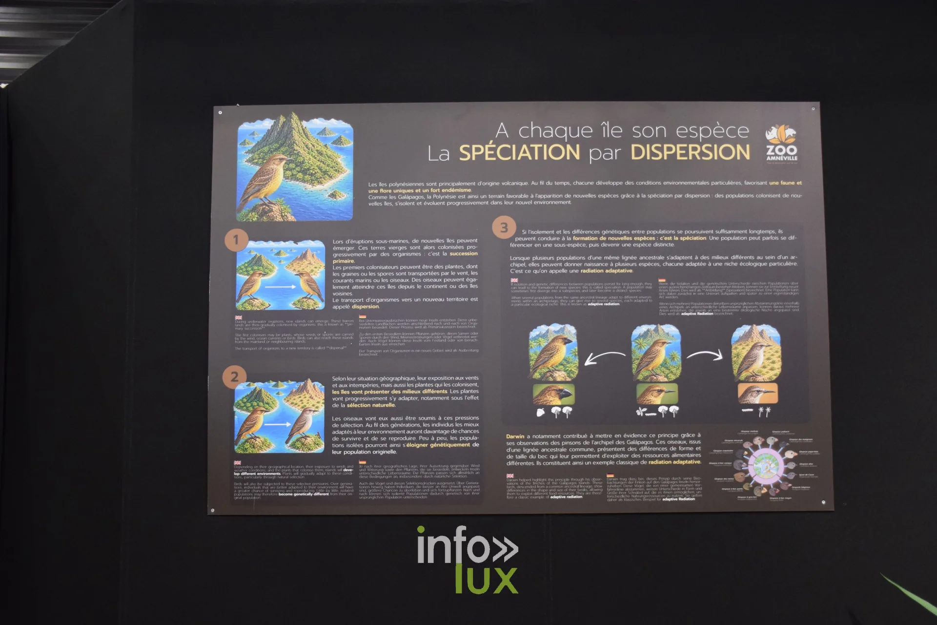 Panneau sur la spéciation par dispersion des espèces, Foire internationale de Metz 2026