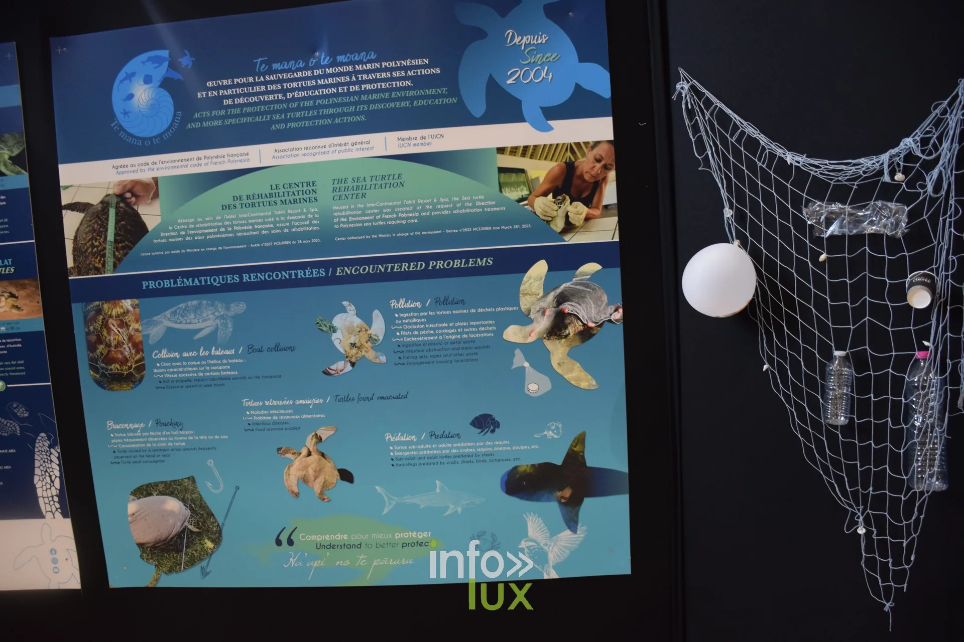 Panneau sur la faune marine et filet de pêche, Foire internationale de Metz 2026