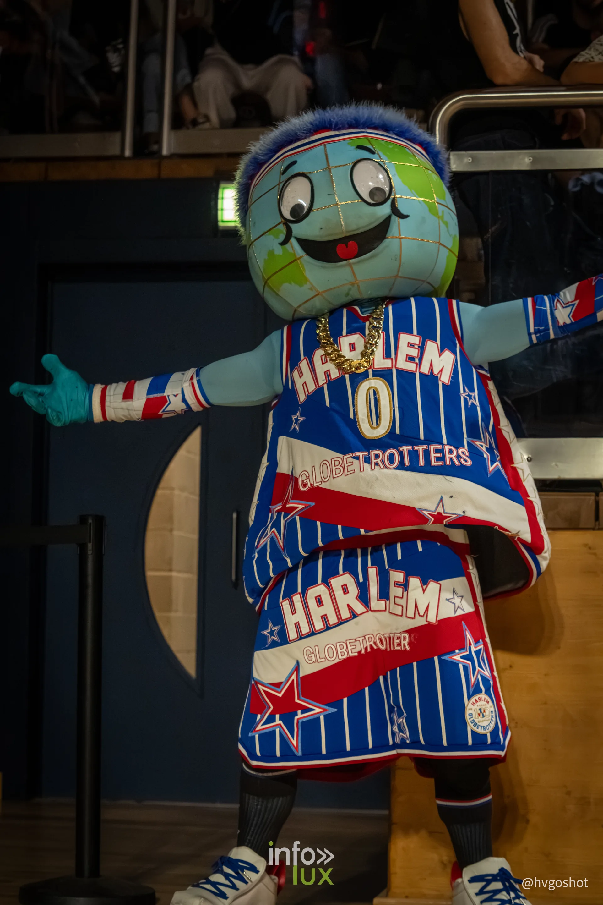 Harlem Globetrotters à la Coque de Luxembourg, 3 octobre 2026 : la mascotte des Harlem Globetrotters