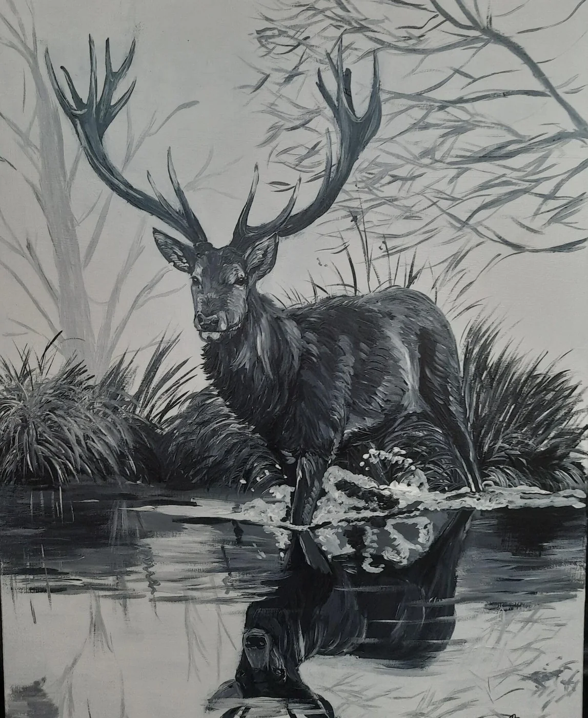 Un cerf peint par Anne Bay