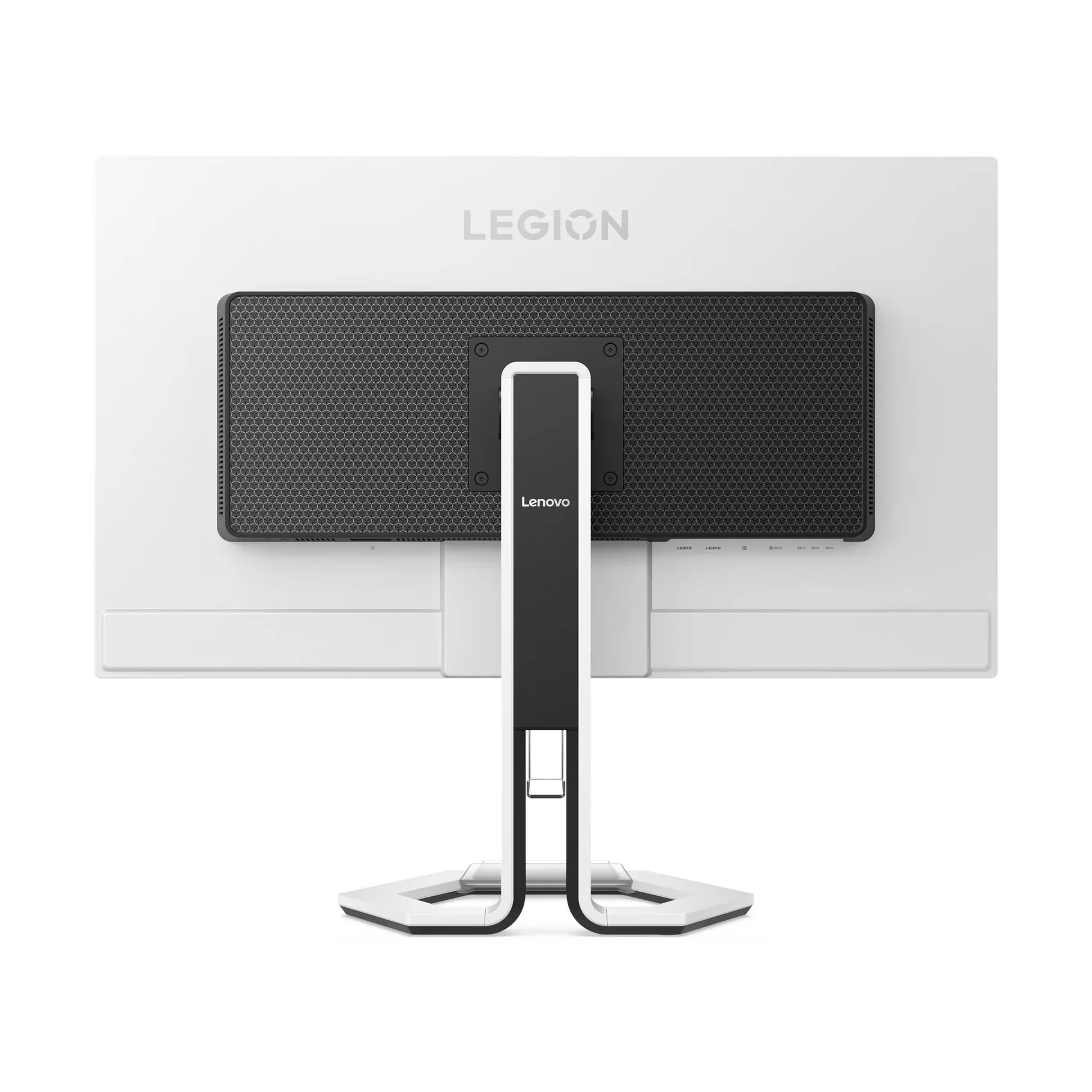 Le dos blanc du Lenovo Legion Pro 32UD-10 et son pied