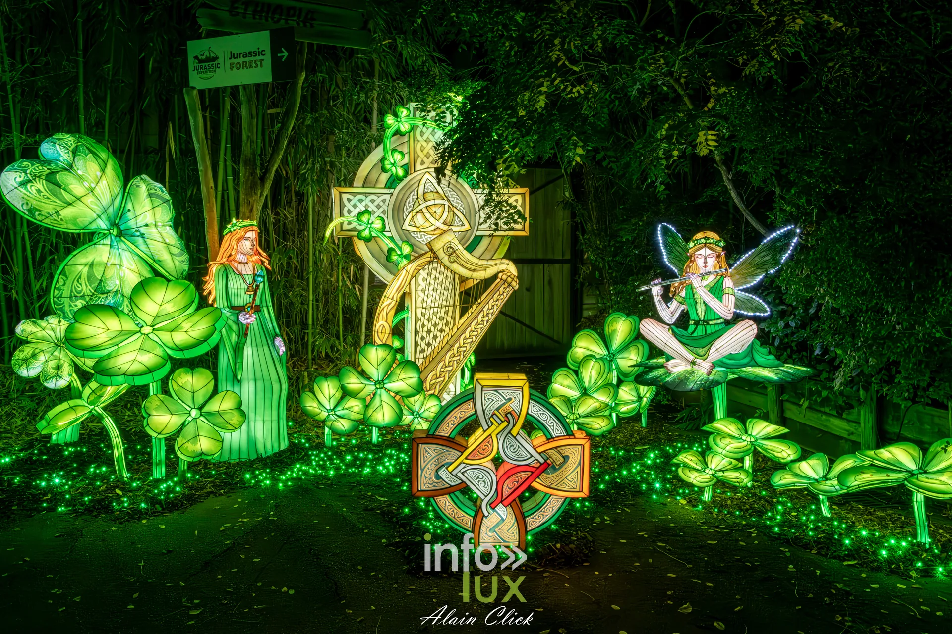 Luminescences 2026-2027 au Zoo d’Amnéville : croix celtique, harpe et fées, univers de la Saint-Patrick (photo Alain Click)