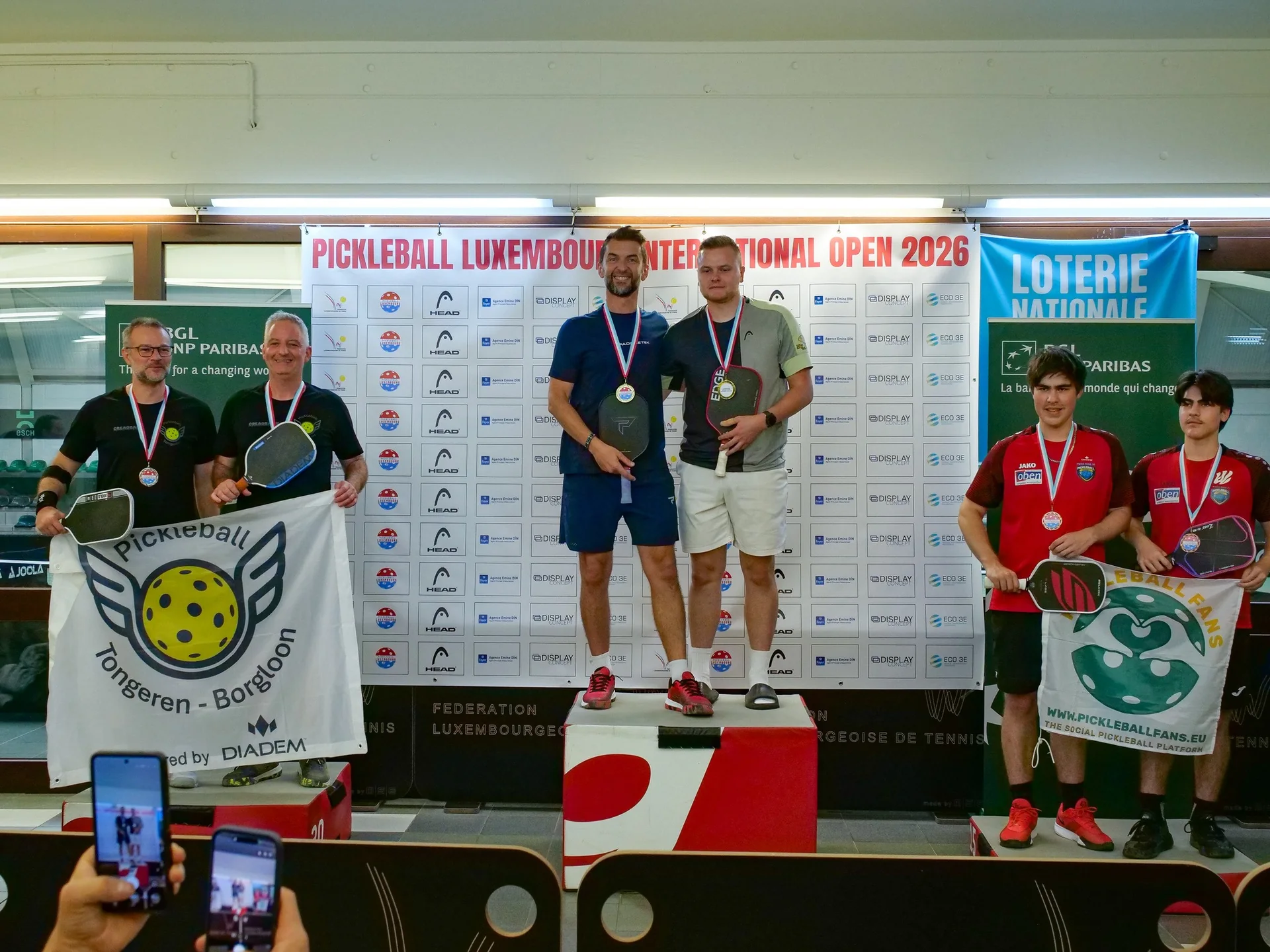 2e Luxembourg International Pickleball Open, Esch-sur-Alzette, octobre 2026 : un podium du tournoi (photo Michel Parol / FLT)