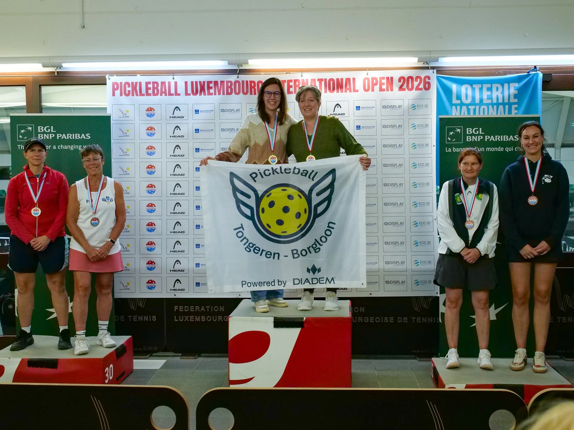 2e Luxembourg International Pickleball Open, Esch-sur-Alzette, octobre 2026 : un podium du tournoi (photo Michel Parol / FLT)