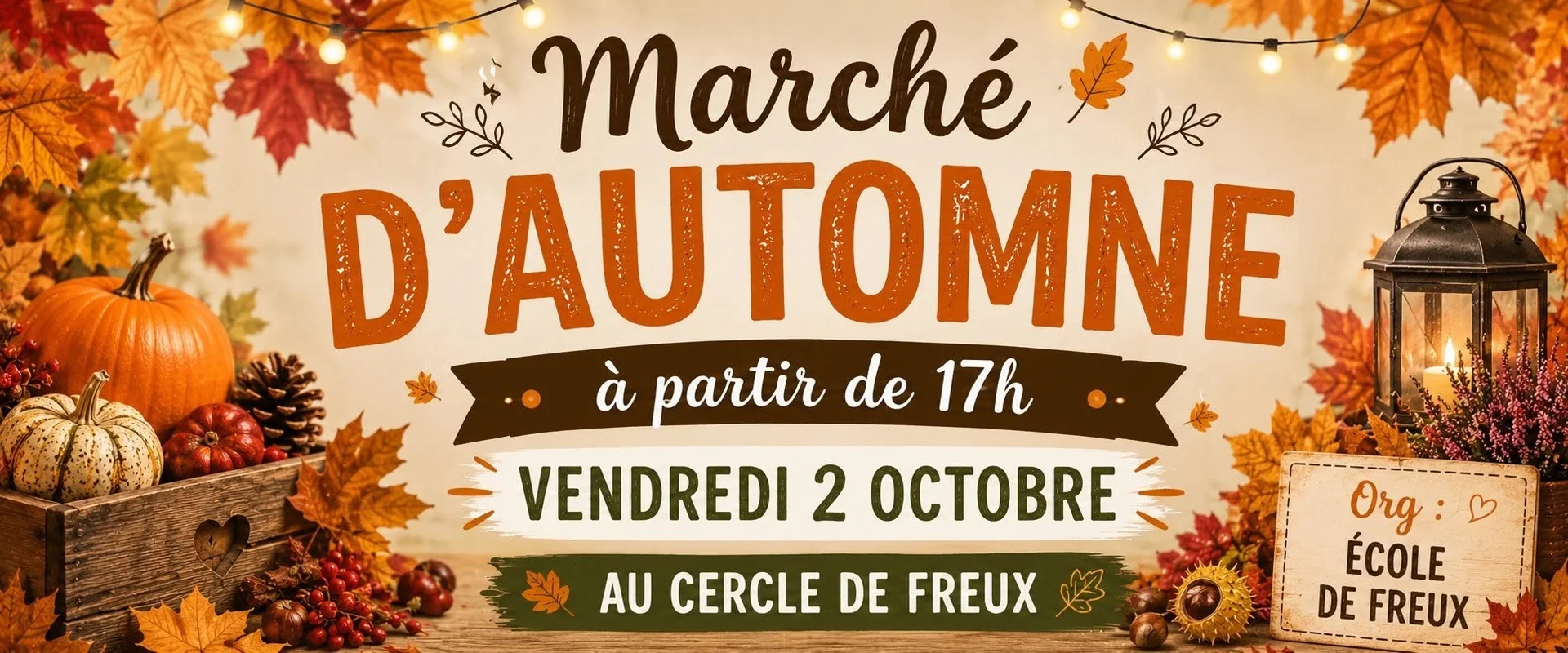 Affiche du 13e marché d’automne de Freux, vendredi 2 octobre 2026 à partir de 17 h au Cercle de Freux