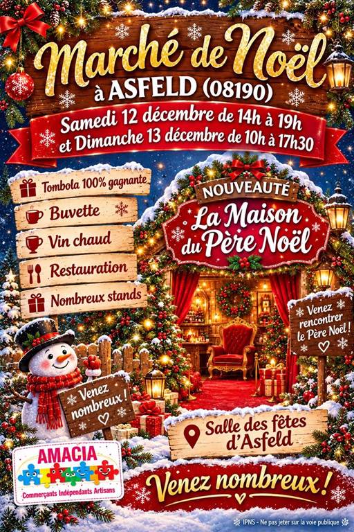Asfeld > Marché de Noël > Marché de Noël et Maison du Père Noël à la salle des fêtes 2026