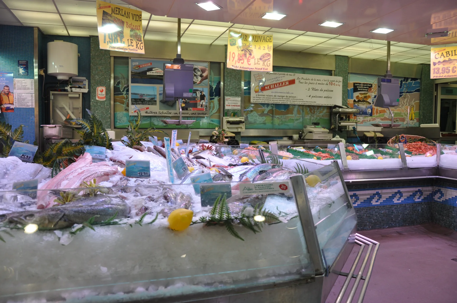 Le marché couvert de Nancy Un comptoir de poissonnerie dans le marché couvert de Nancy