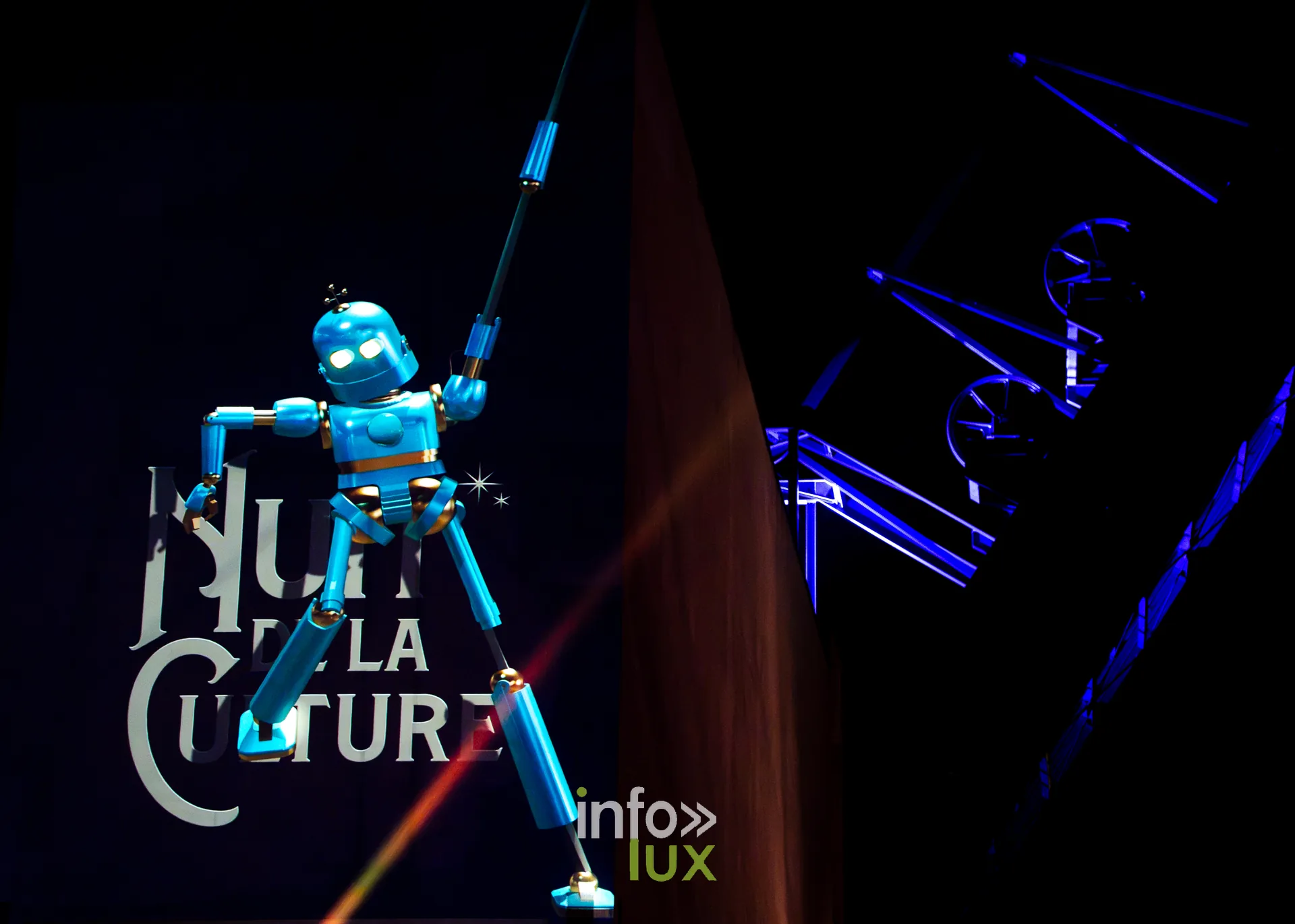 Nuit de la Culture 2026 à Esch-Belval : figurine de robot devant le logo de la Nuit de la Culture