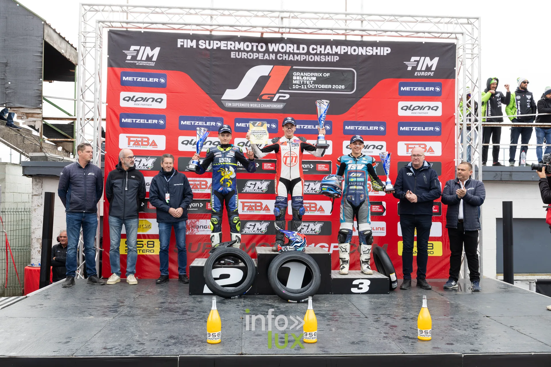 Podium du Grand Prix de Belgique du Championnat d’Europe de Supermotard à Mettet en 2026
