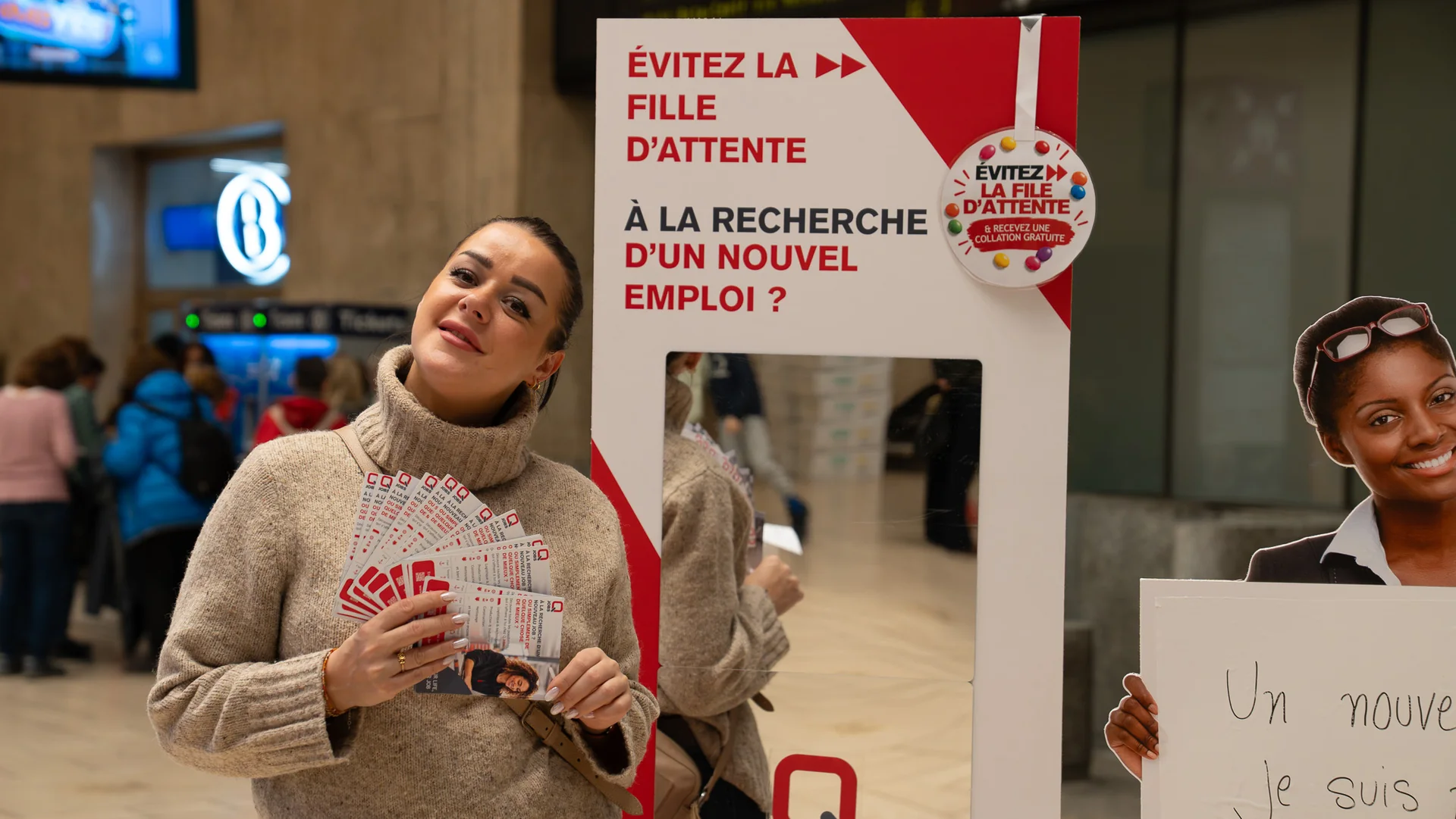 Colonne-miroir « À la recherche d’un nouvel emploi ? » de l’action Q Jobs