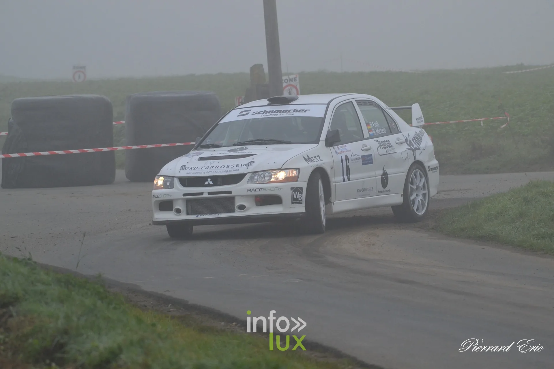 Rallye de Mettet 2026 : Patrick Fank et Nora Michels en Mitsubishi Lancer Evo n°16 en spéciale