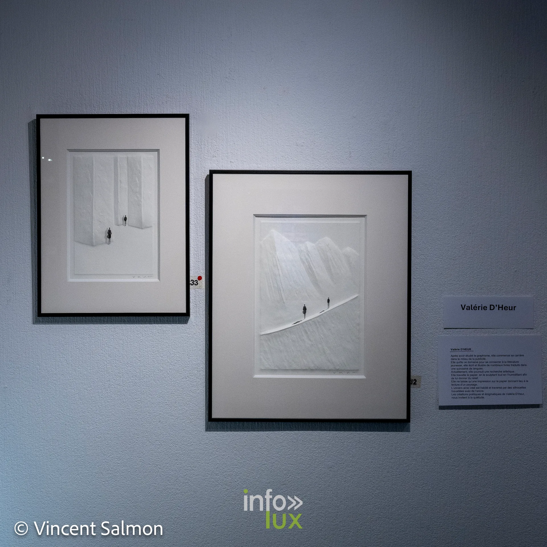 Salon Découvertes, Galerie Liehrmann, Liège, 2026 : Œuvre de Valérie d'Heur, papier et encre (photo Vincent Salmon)