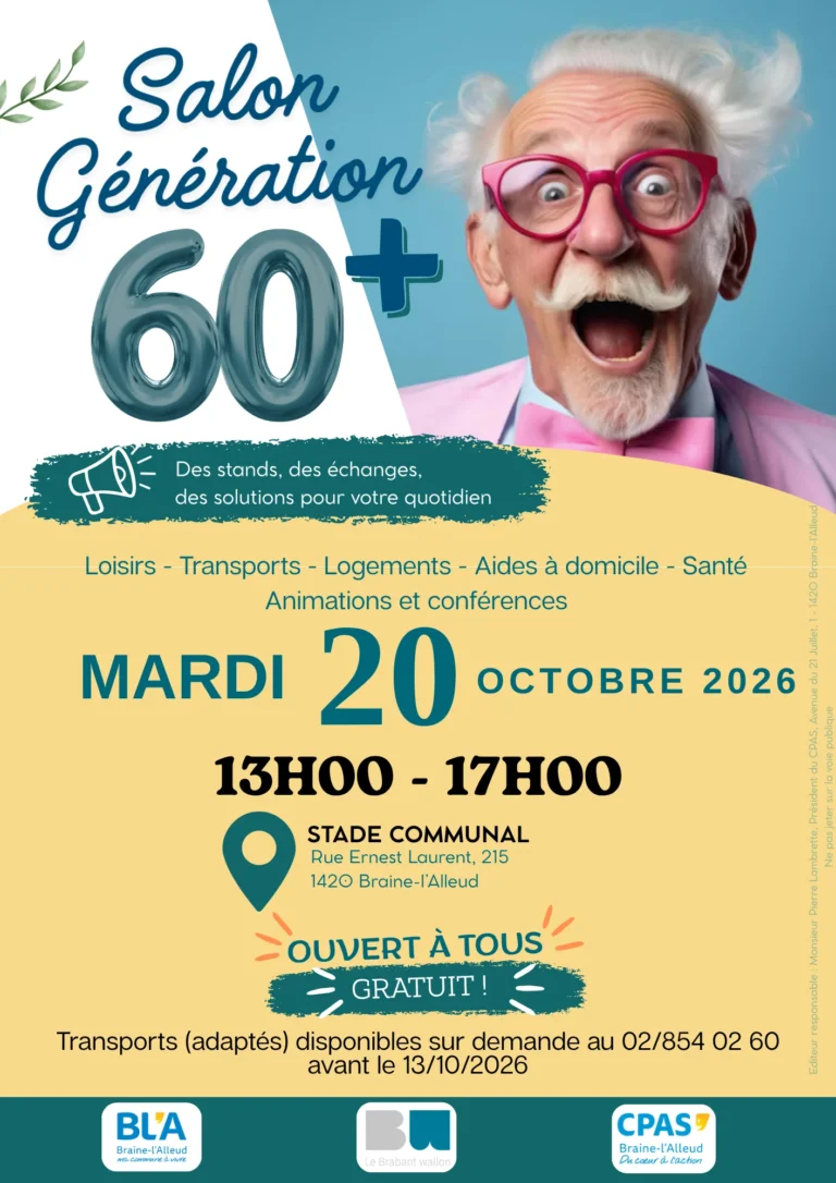 Braine-l’Alleud > Salon > Génération 60+ 2026 : 46 stands, conférences et ateliers pour les seniors