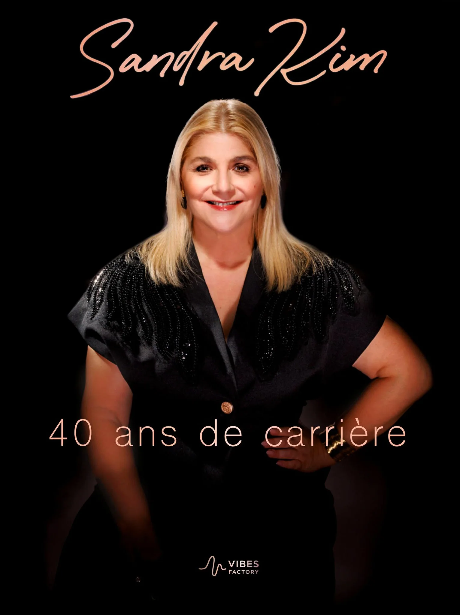 Affiche de la tournée « Sandra Kim, 40 ans de carrière » produite par Vibes Factory