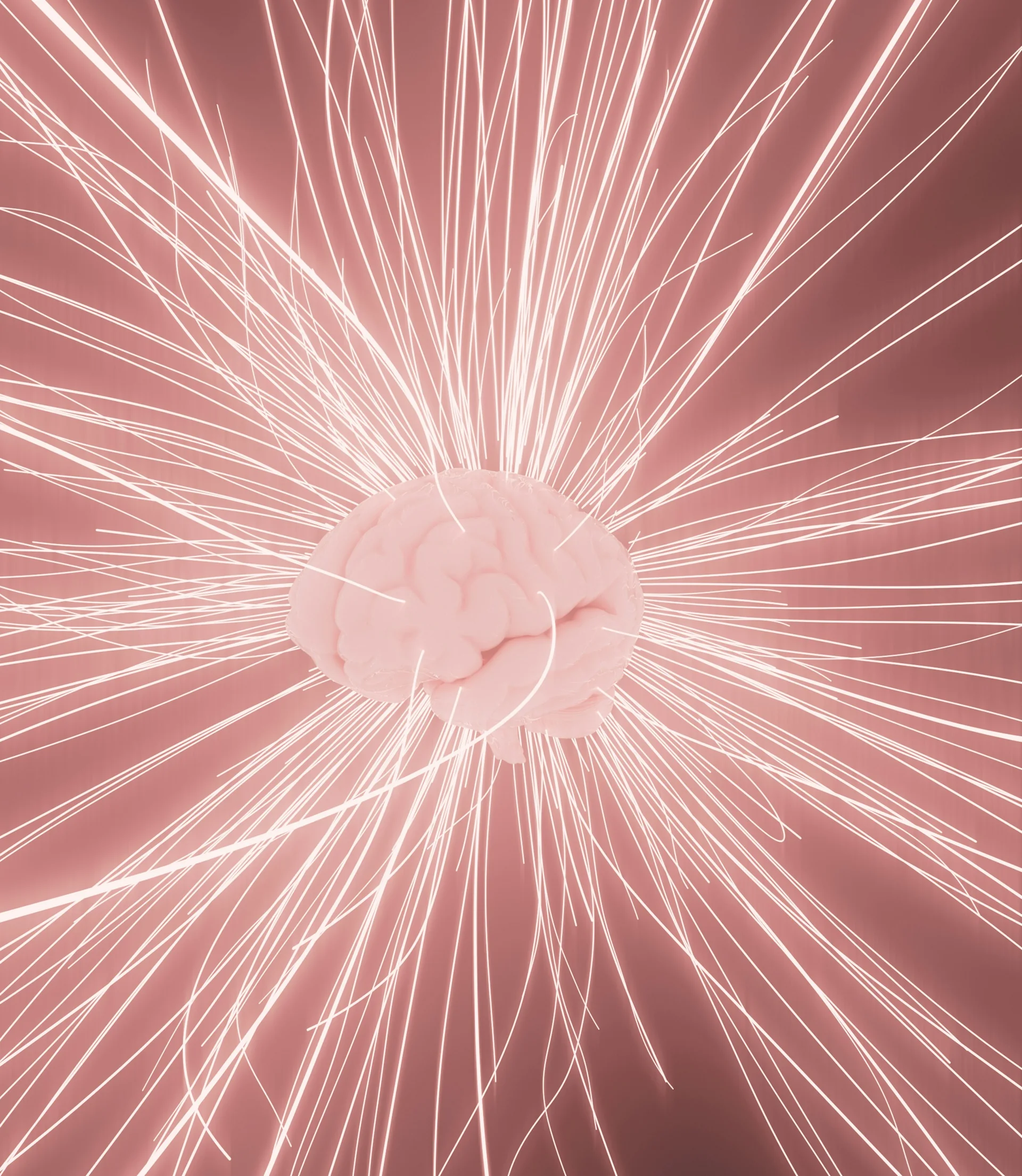 Faisceaux de lumière rose rayonnant depuis un point central