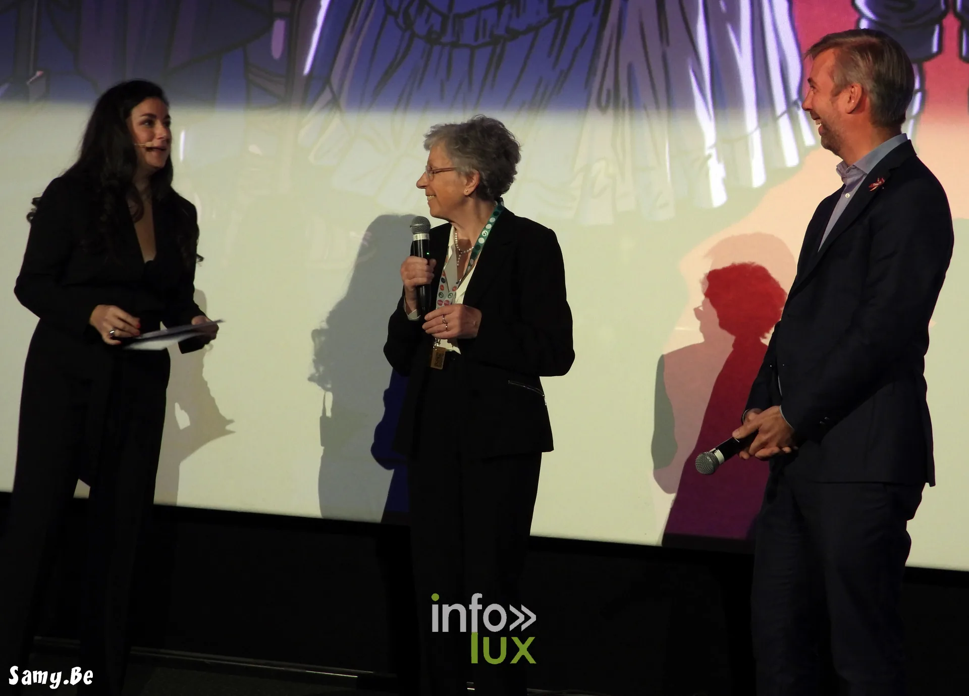 Waterloo Historical Film Festival 2026, soirée d’ouverture, 8 octobre 2026 : Bernadette Delange-Raeymaekers, échevine de la Culture de Waterloo, et Tanguy Stuckens, député provincial